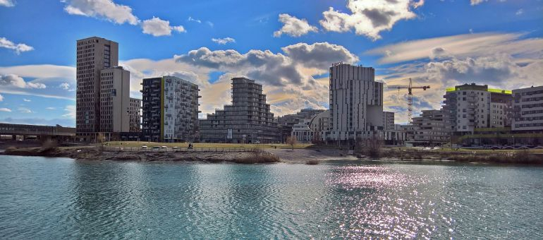 Gebäude in der aspern Seestadt