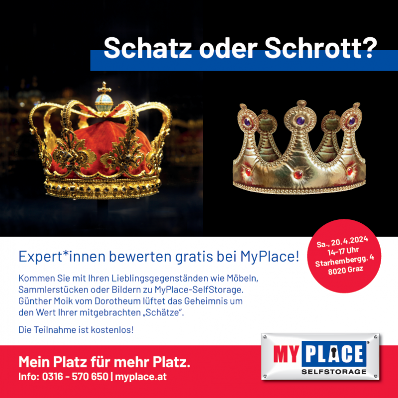 Poster des Events "Experten bewerten" von MyPlace-SelfStorage in Graz